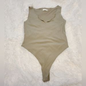 Meshki V-cut Ribbed Tank Bodysuit